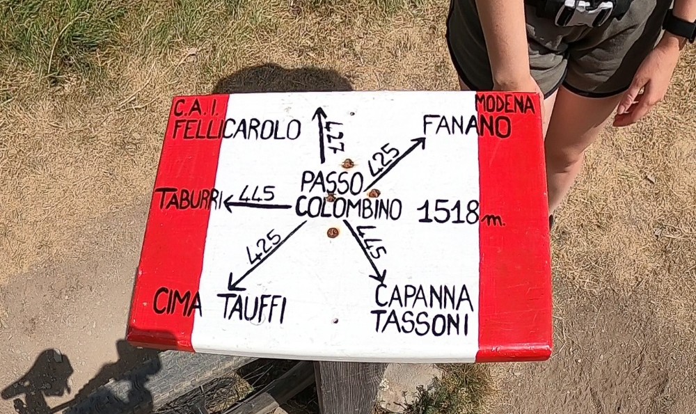 Indicazioni al Passo Colombino per Cima Tauffi