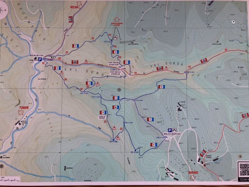mappa sentieri ponte tibetano valsorda