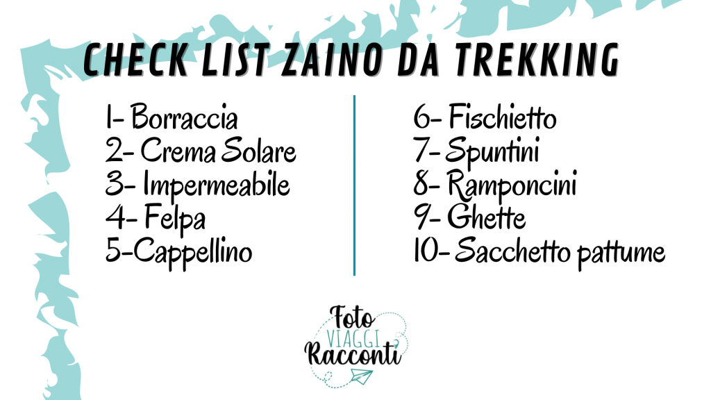 check list zaino da trekking
